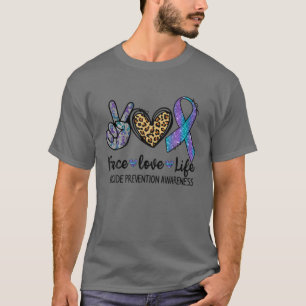 Camiseta Paz Amor Vida Leopardo Suicídio Roxo Prevenir