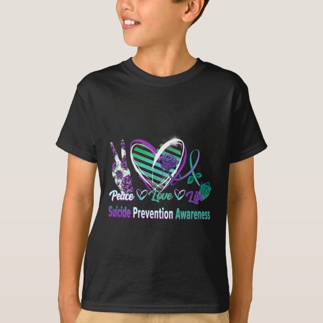 Camiseta Paz Amor Vida Suicídio Sensibilização Semi Colon P (Frente)
