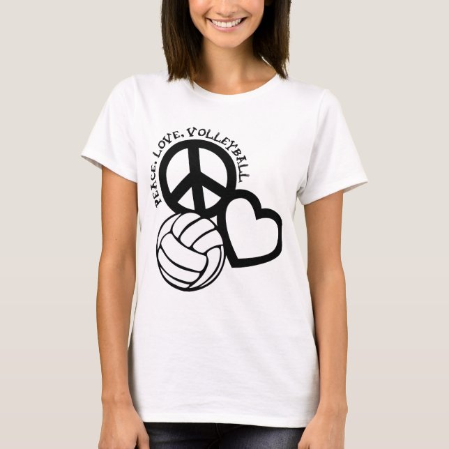 Camiseta Paz-Amor-Voleibol. preto (Frente)