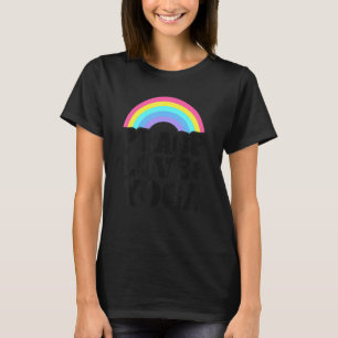 Camiseta Paz Amor & Yoga Arco-íris Retro Iogue Yoga