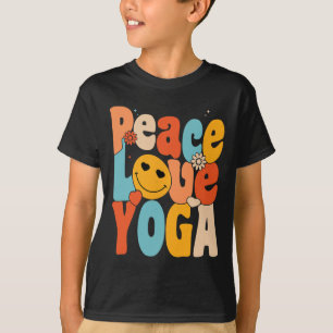 Camiseta Paz Amor Yoga Yoga Retro Mães de Ioga Avó de Ioga
