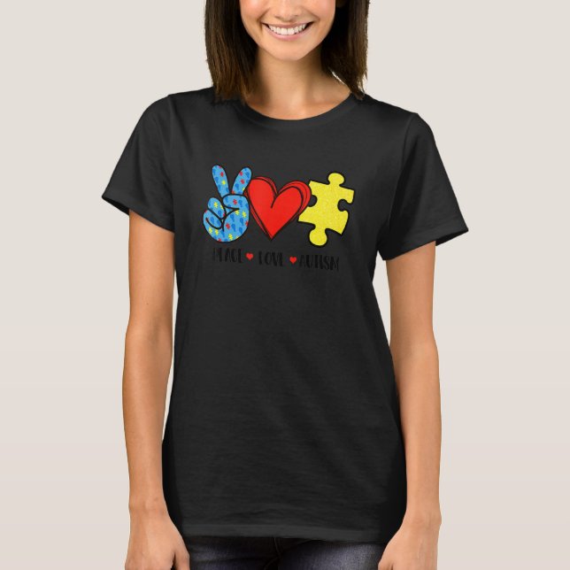 Camiseta Paz Autismo Quebra-cabeça do Autismo Autismo do Fr (Frente)