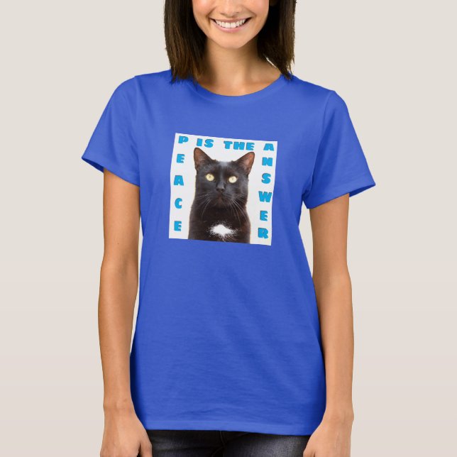 Camiseta Paz - Camisa-T de gato (escuro) (Frente)