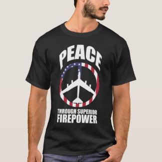 Camiseta Paz com a potência de fogo superior