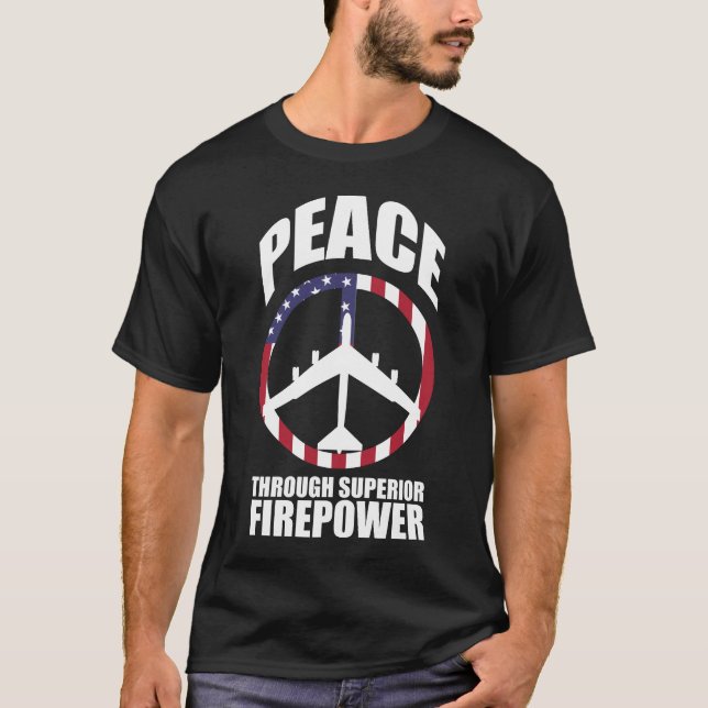 Camiseta Paz com a potência de fogo superior (Frente)