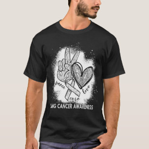 Camiseta Paz Cure Amor Consciência do Cancer Pulmonar