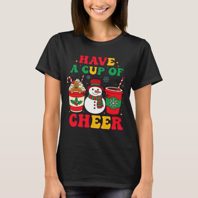 Camiseta Paz de Natal Homem de Neve Biscoito Chocolate Quen (Frente)
