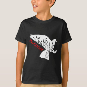 Camiseta Paz Dom Pombo Branco Diz Dom EUA Vermelho Dom Dize
