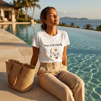 Camiseta Paz É a Prioridade Boho Botânico Feminino