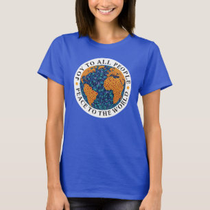 Camiseta Paz e Alegria ao mundo - planeta em flor