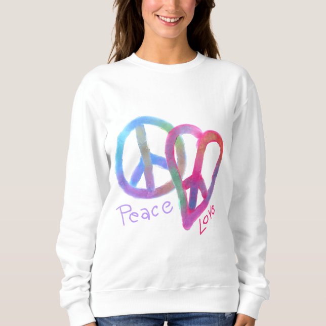 Camiseta Paz e Amor Arte Abstrato original para Vestir (Frente)