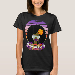 Camiseta Paz E Amor Mulher Negra Melanin Orgulho Africano