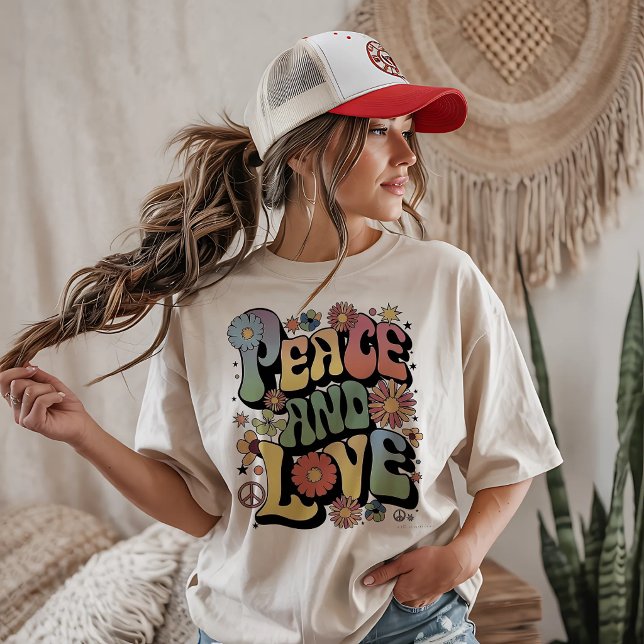 Camiseta Paz e Amor Retro (Criador carregado)