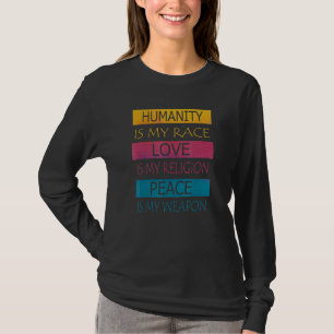 Camiseta Paz e design amorosa para a igualdade