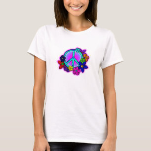 Camiseta Paz e flores