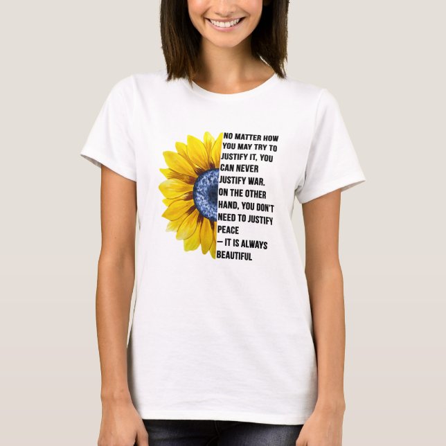Camiseta Paz é sempre bela Ucrânia Girassol (Frente)