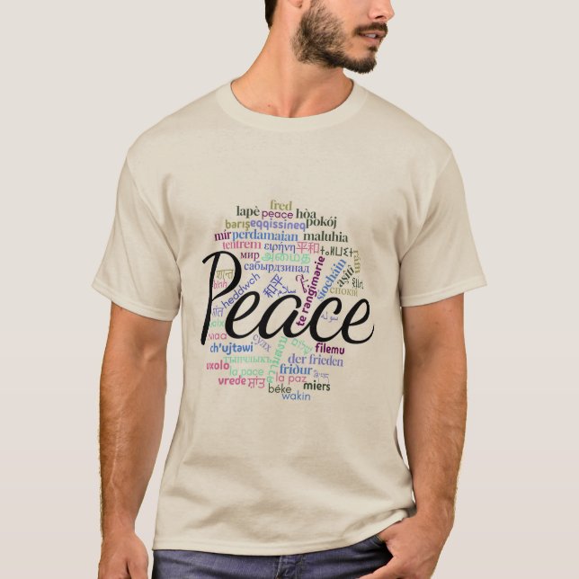 Camiseta "Paz" em 50 idiomas (Frente)