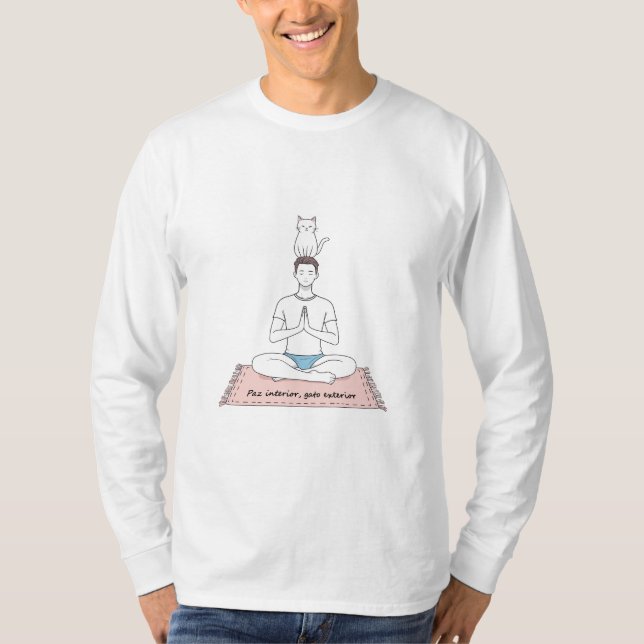 Camiseta Paz Interior, Gato Exterior (Frente)
