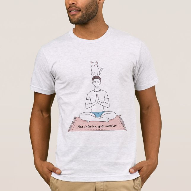 Camiseta Paz Interior, Gato Exterior (Frente)