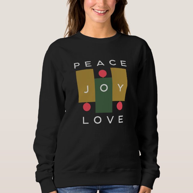 Camiseta Paz Joy Amor Citação de Natal Típica Moderna (Frente)