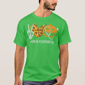 Camiseta Paz Médica Amor Esqueleto Cai Pumpkin Leopardo H