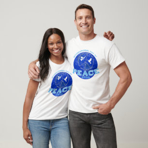 Camiseta Paz mundial promove paz no dia mundial - sinal de