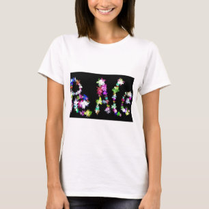 Camiseta "PAZ" na Impressão de Arte das Flores