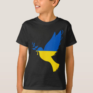 Camiseta Paz Na Pomba Da Ucrânia. Ficar Ao Lado Da Ucrânia.