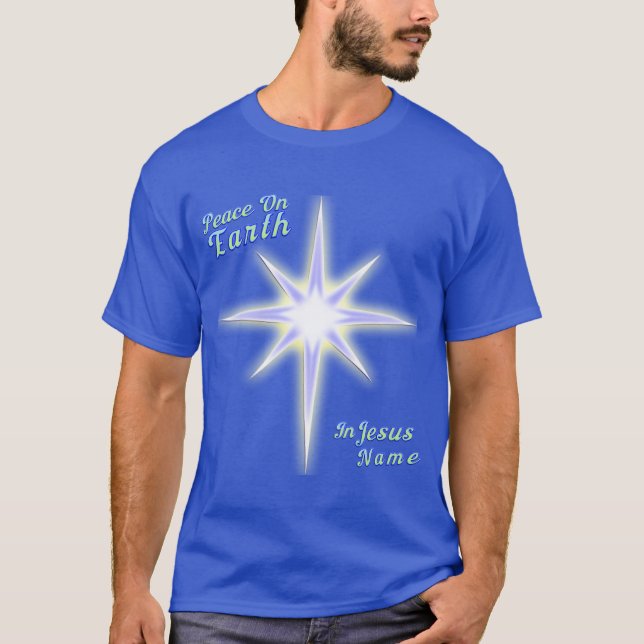 Camiseta Paz Na Terra. Estrela de Belém. Em nome de Jesus (Frente)