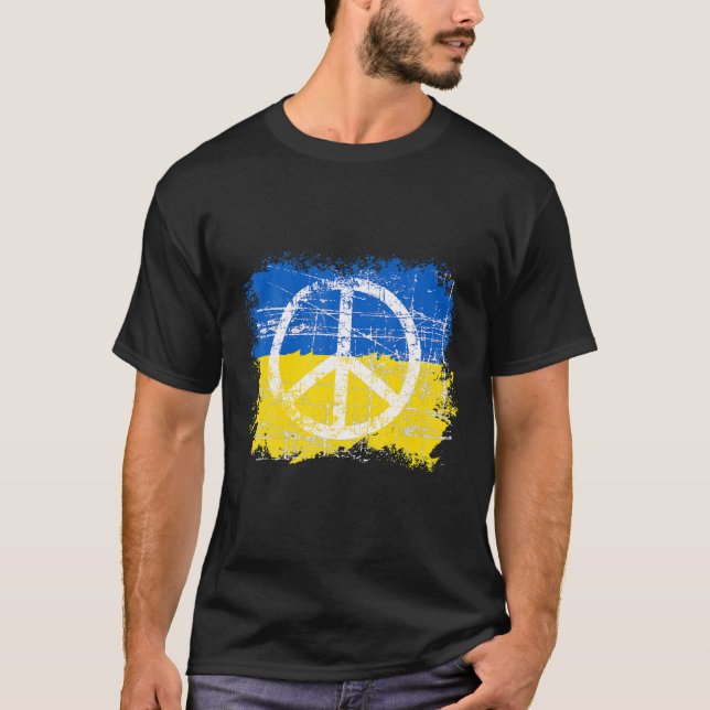 Camiseta Paz Na Ucrânia Bandeira Prende A Paz Na Ucrânia (Frente)