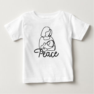 Camiseta Paz no Fato de Bebê de Armas da Mãe