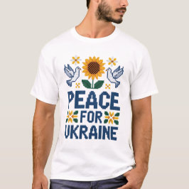 Camiseta Paz para a Arte Folclórica de Pixel na Ucrânia