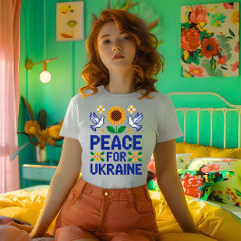 Camiseta Paz para a Arte Folclórica de Pixel na Ucrânia