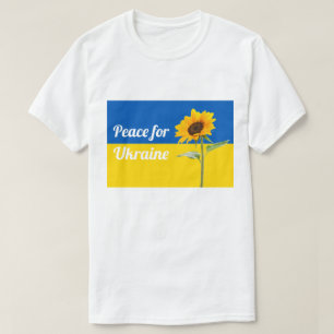 Camiseta Paz para a Ucrânia Bandeira de Girassol Amarelo e 