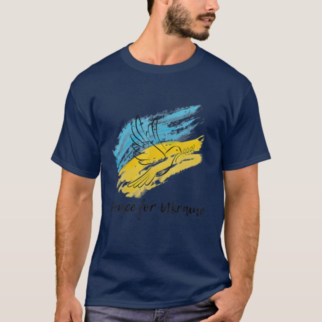 Camiseta Paz Para A Ucrânia Coração Da Paz Ucraniano (Frente)