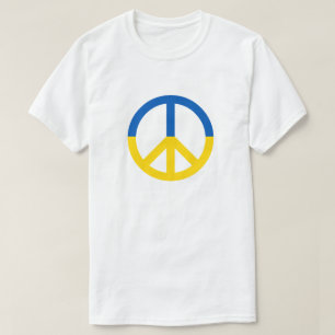 Camiseta Paz para a Ucrânia Cores de Bandeira Amarelas Azul