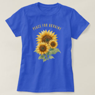 Camiseta Paz para a Ucrânia. Girassóis símbolo de Paz.