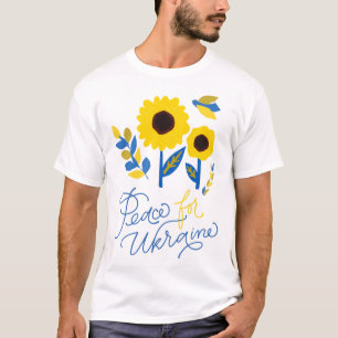 Camiseta Paz para a Ucrânia no girassol ucraniano
