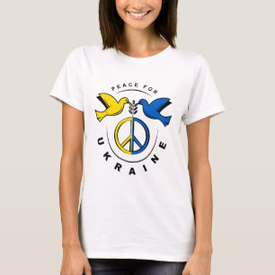 Camiseta Paz Para a Ucrânia Pombo Bandeira da Ucrânia Eu Es