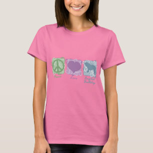Camiseta Paz Pastel, amor, e buldogues ingleses