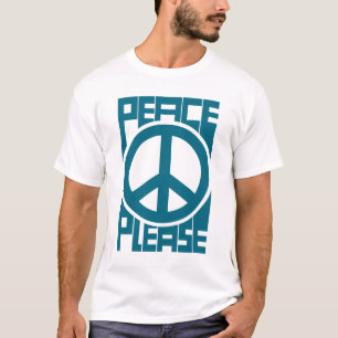 Camiseta Paz Por Favor Letras Azuis