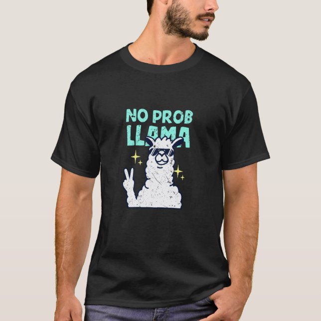 Camiseta Paz Sem Problema Llama Óculos de Sol e Chi (Frente)