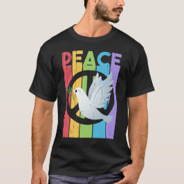 Camiseta Paz: tipografia angustiada com pomba