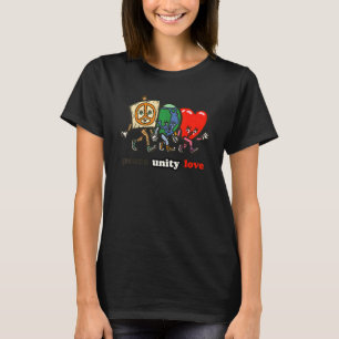 Camiseta Paz Unidade Ama Coração da Terra Bonita