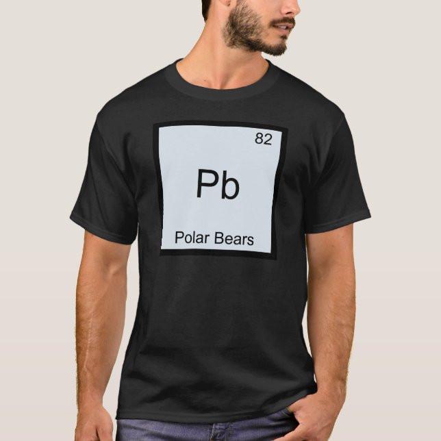 Camiseta Pb - Polar Bears - Símbolo de Elemento Químico Eng (Frente)