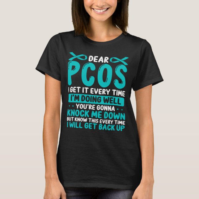 Camiseta PCOS Awareness Ovary Syndrome PCOS Ribbon (Frente)