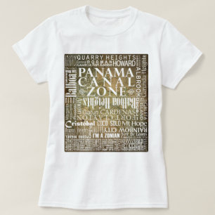 Camiseta PCZ - Lugar da zona do canal do Panamá com mapa d