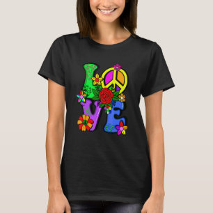 Camiseta Pe de hippy Groovy Love com Flor de 70 anos, Retro
