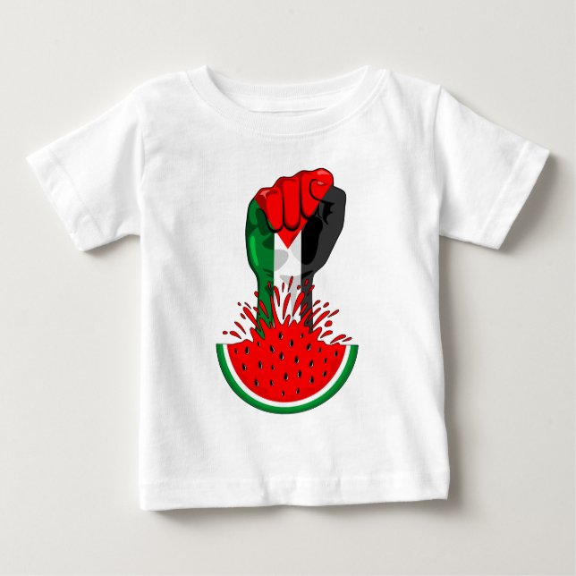 Camiseta Pé de resistência da Palestina em Watermelon (Frente)