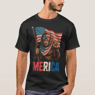 Camiseta Pé Grande América Rocha Bandeira Americana Sasquat